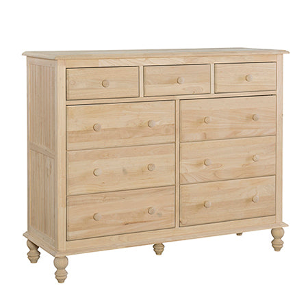 Unfinished Cottage 9 Drawer Hardwood Dresser (Built)