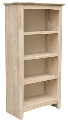 Unfinished Shaker Hardwood Bookcase - 24" Wide x 48" Tall