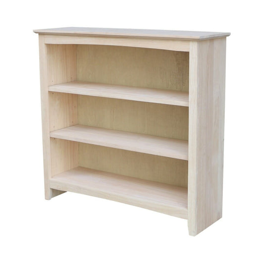 Unfinished Shaker Hardwood Bookcase - 38" Wide x 36" Tall