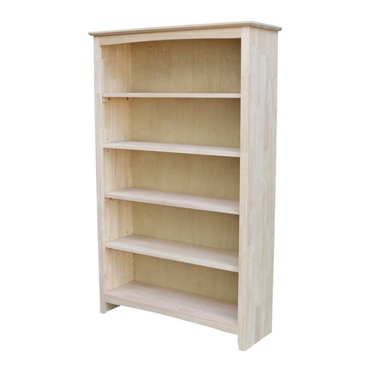 Unfinished Shaker Hardwood Bookcase - 38" Wide x 60" Tall